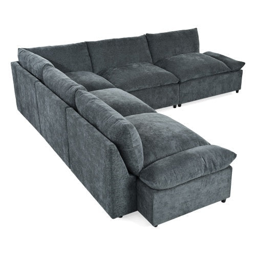 LuneluX_Home – Canapé sectionnel modulable 293 cm | Gris foncé | Rangement intégré - LeeHT
