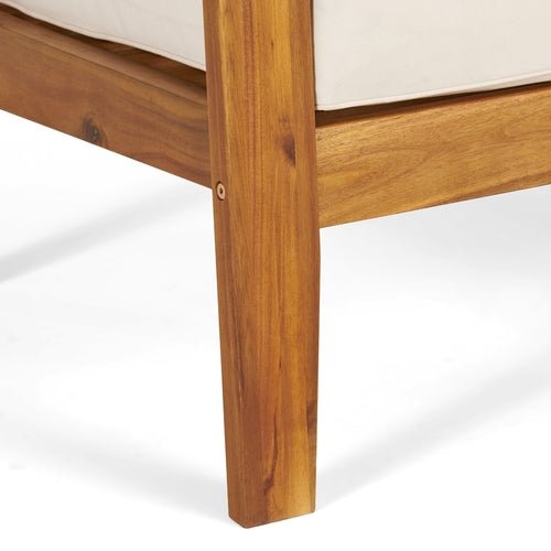 LuneluX_Home - Garden Club Chair Set (2 pcs, Acacia Wood & Beige - LeeHT