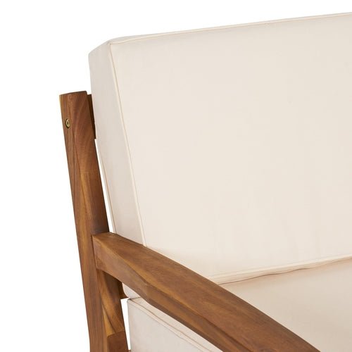 LuneluX_Home - Garden Club Chair Set (2 pcs, Acacia Wood & Beige - LeeHT