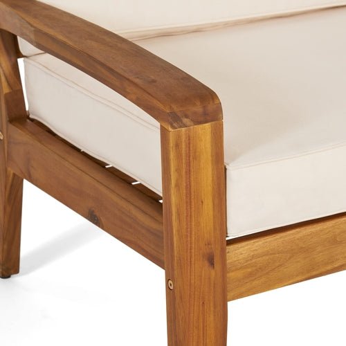 LuneluX_Home - Garden Club Chair Set (2 pcs, Acacia Wood & Beige - LeeHT