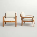 LuneluX_Home - Garden Club Chair Set (2 pcs, Acacia Wood & Beige - LeeHT