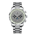 Luxury Automatic Mechanical Men Watch Brown Leather Strap Rose Gold Case Moon Phase Week Date Business Dress Wristwatch Male - LeeHT