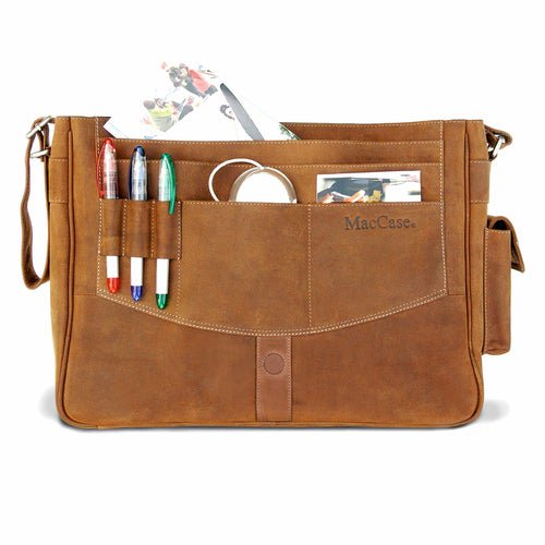 MacCase Preium Leather 14" MacBook Pro Messenger Bag - LeeHT