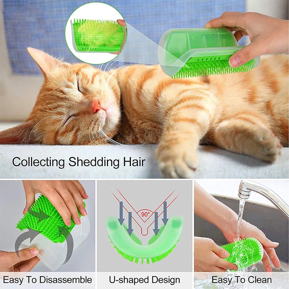 Massage Pet Cat Brush Corner Scrape Hair Removal Beauty Clean Corner Brush Removable Scratcher Comb for Kitten Cat - LeeHT