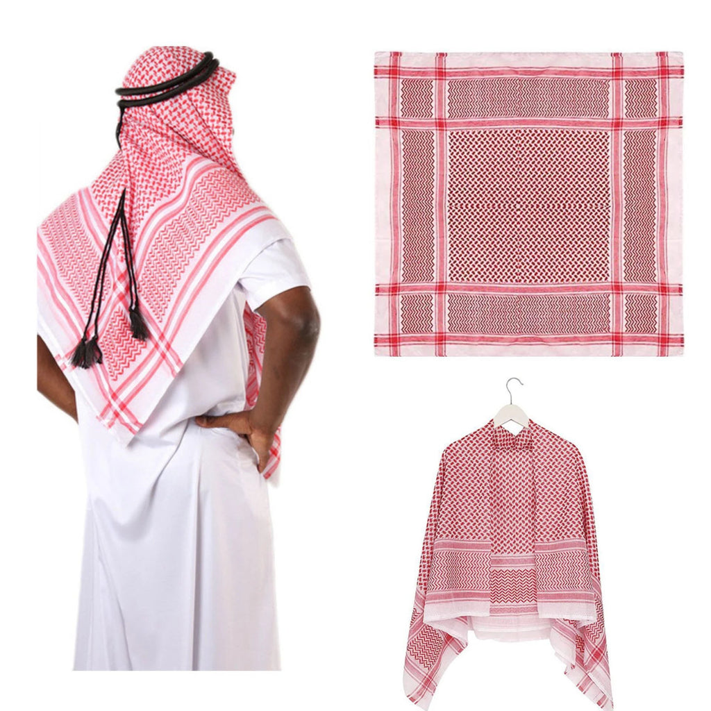 New Arab Shemagh Muslim Keffiyeh Head Wrap Tactical Desert Head Neck Scarf Military Shawl Arabic Scarf Headwear with Agal Rope - LeeHT