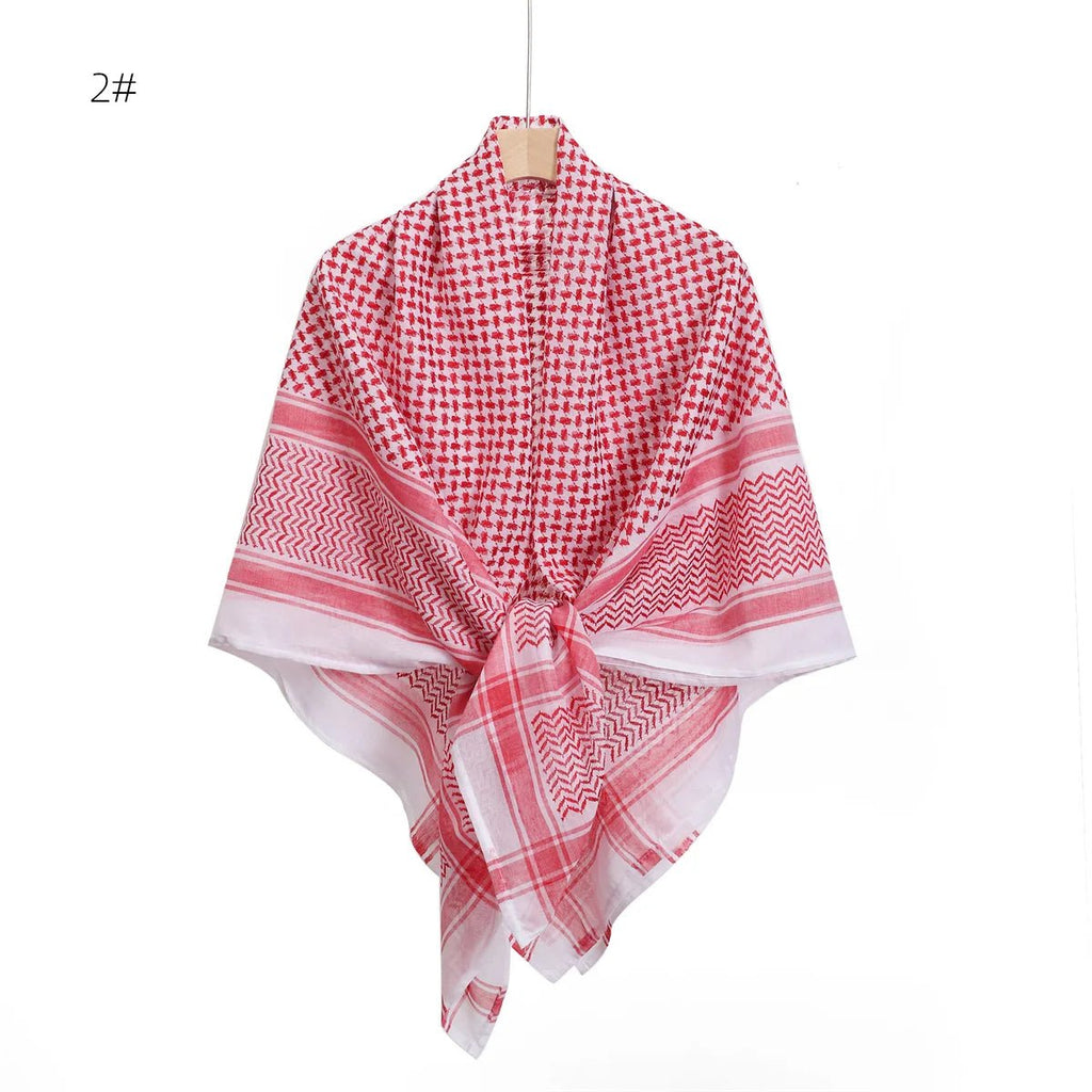 New Arab Shemagh Muslim Keffiyeh Head Wrap Tactical Desert Head Neck Scarf Military Shawl Arabic Scarf Headwear with Agal Rope - LeeHT