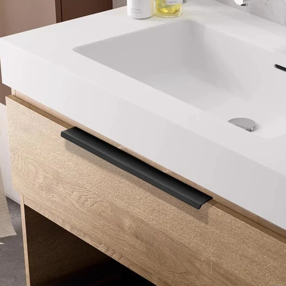 Non-punch Furniture Handle Brushed Gold Silver Matte Black Lacquer White Cabinet Handles Hidden Handles for Cabinets and Drawers - LeeHT