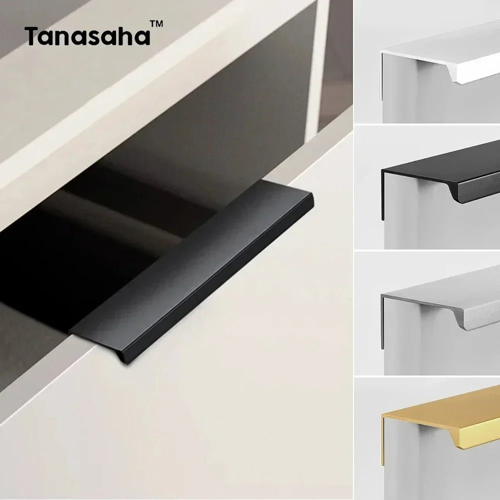 Non-punch Furniture Handle Brushed Gold Silver Matte Black Lacquer White Cabinet Handles Hidden Handles for Cabinets and Drawers - LeeHT