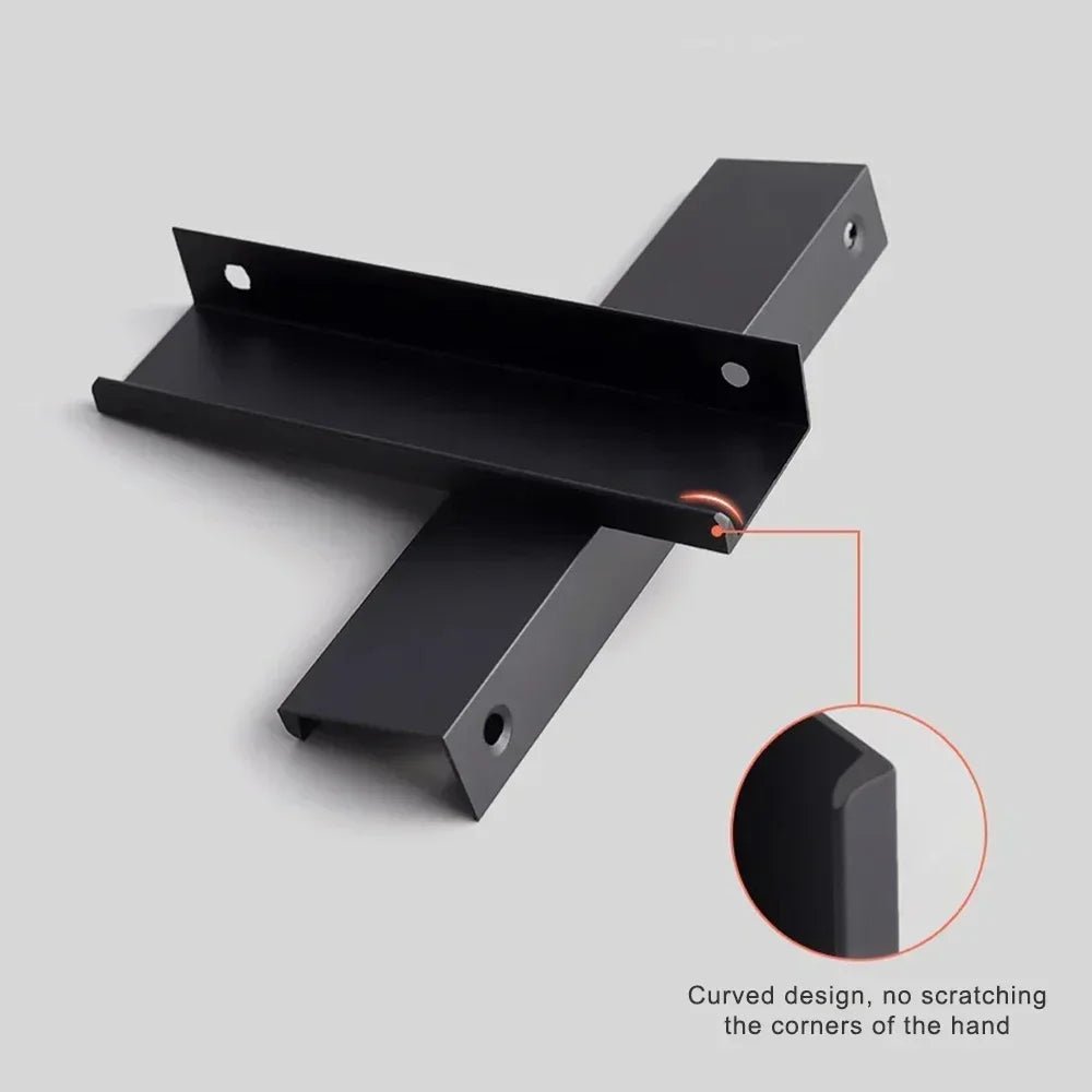 Non-punch Furniture Handle Brushed Gold Silver Matte Black Lacquer White Cabinet Handles Hidden Handles for Cabinets and Drawers - LeeHT