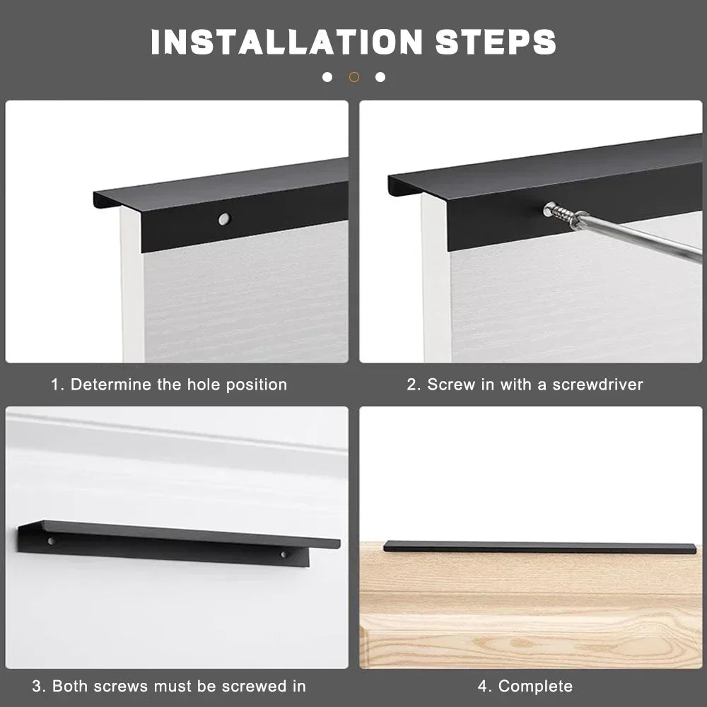 Non-punch Furniture Handle Brushed Gold Silver Matte Black Lacquer White Cabinet Handles Hidden Handles for Cabinets and Drawers - LeeHT
