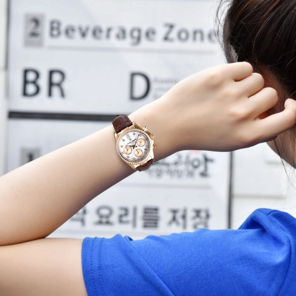 PAGANI New Gold Color Women Quartz Watch New Fashion Lady Gift Chronograph Stainless Steel Elegant Quartz Wristwatch for Women - LeeHT