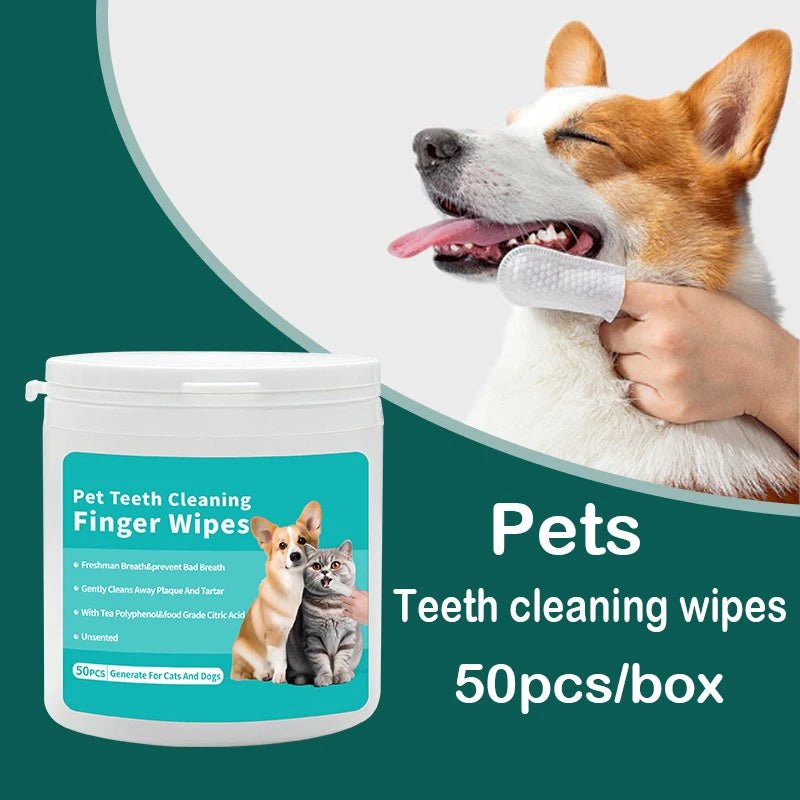 Pet Cleaning Products Disposable Finger Toothbrush Pet Teeth Cleaning Finger Covers Wet Wipes Dog and Cat Oral Cleaning - LeeHT