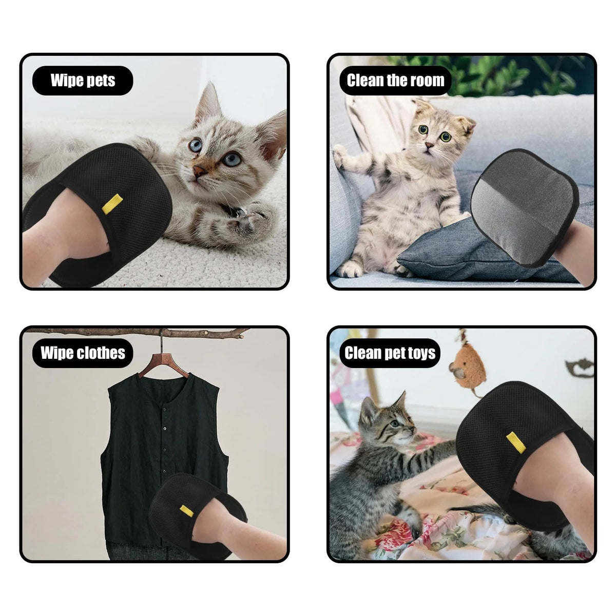 Pet Hair Removal Tool Reusable Static Removal Gloves, Double-Sided Grooming Gloves for Pets, Removes Pet Fur Hair for Carpets - LeeHT