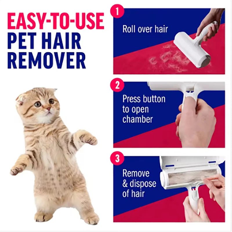 Pet Hair Remover for Cats and Dogs Reusable Self-Cleaning Cotton Plush Roller Set Suitable for Beds Sofas Carpets Cat Beds - LeeHT