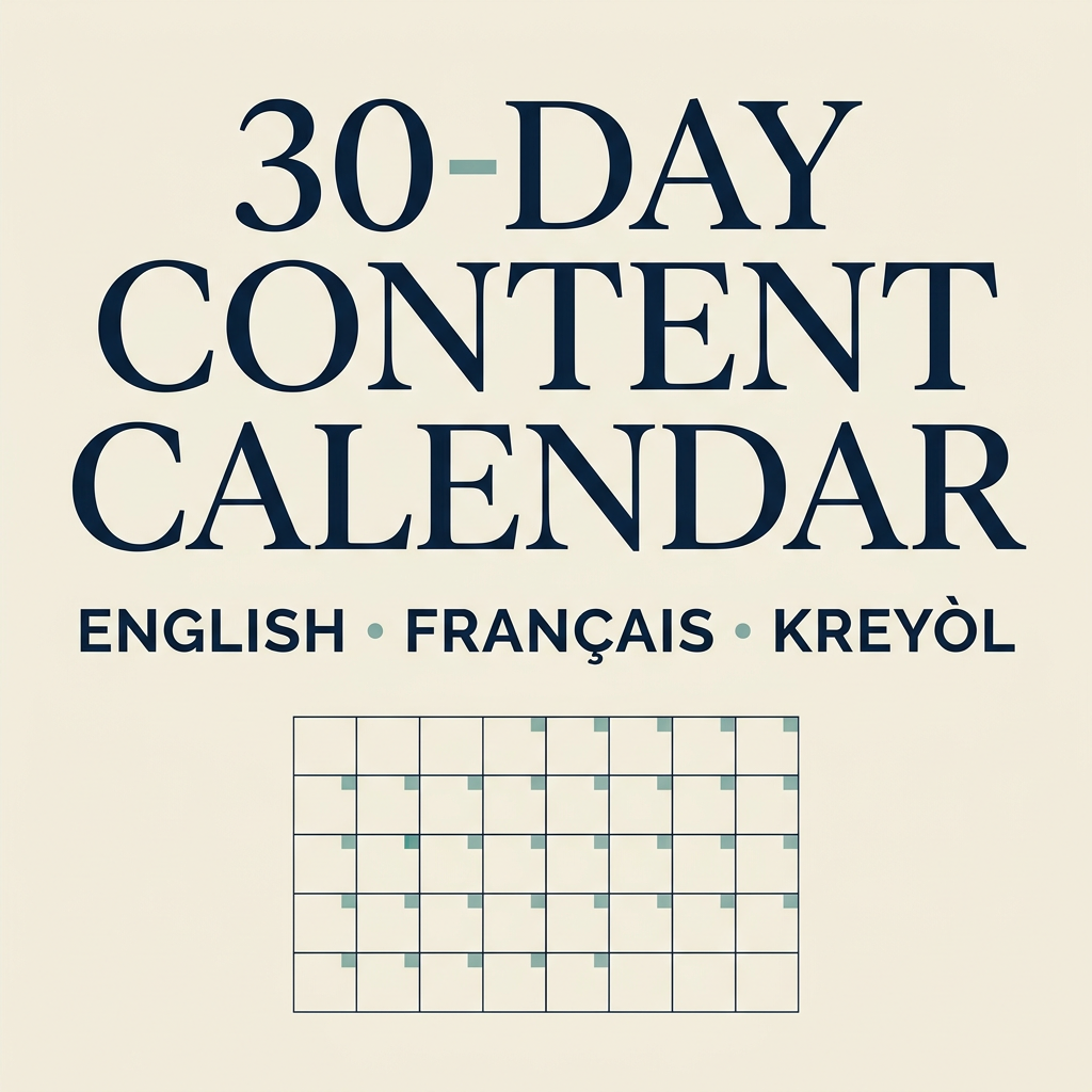 Premium square cover for 30-DAY CONTENT CALENDAR