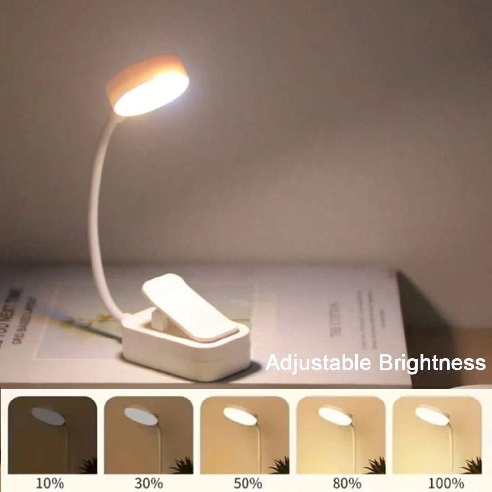Runtowo LED Clip On Book Light Portable Reading Light Battery Powered 3 Color Eye Protection Stepless Dimmable Mini Desk Lamp - LeeHT