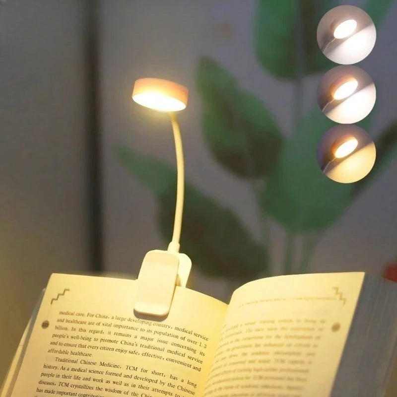 Runtowo LED Clip On Book Light Portable Reading Light Battery Powered 3 Color Eye Protection Stepless Dimmable Mini Desk Lamp - LeeHT