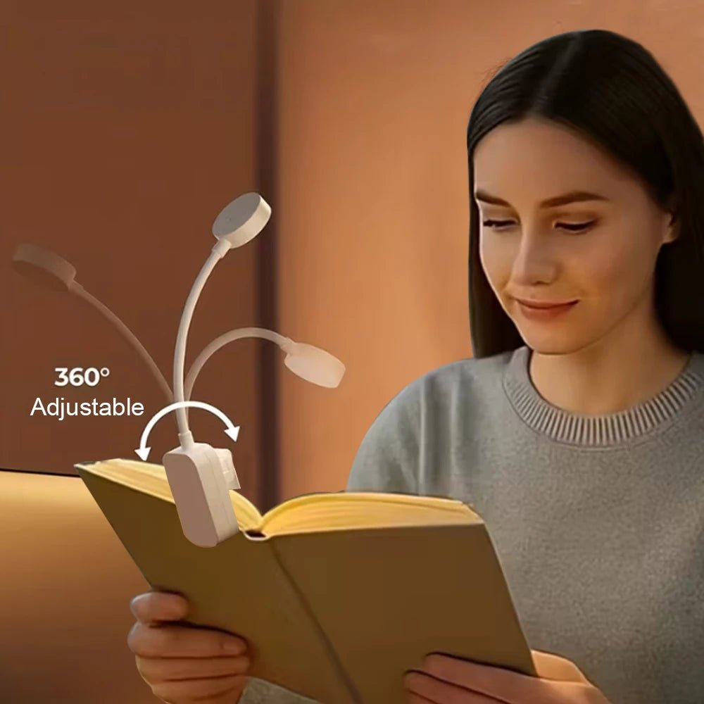 Runtowo LED Clip On Book Light Portable Reading Light Battery Powered 3 Color Eye Protection Stepless Dimmable Mini Desk Lamp - LeeHT
