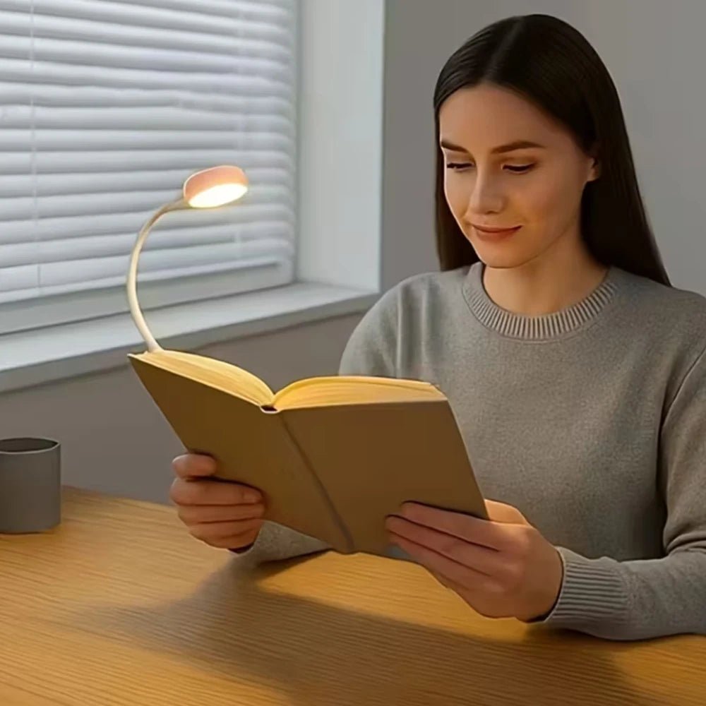 Runtowo LED Clip On Book Light Portable Reading Light Battery Powered 3 Color Eye Protection Stepless Dimmable Mini Desk Lamp - LeeHT