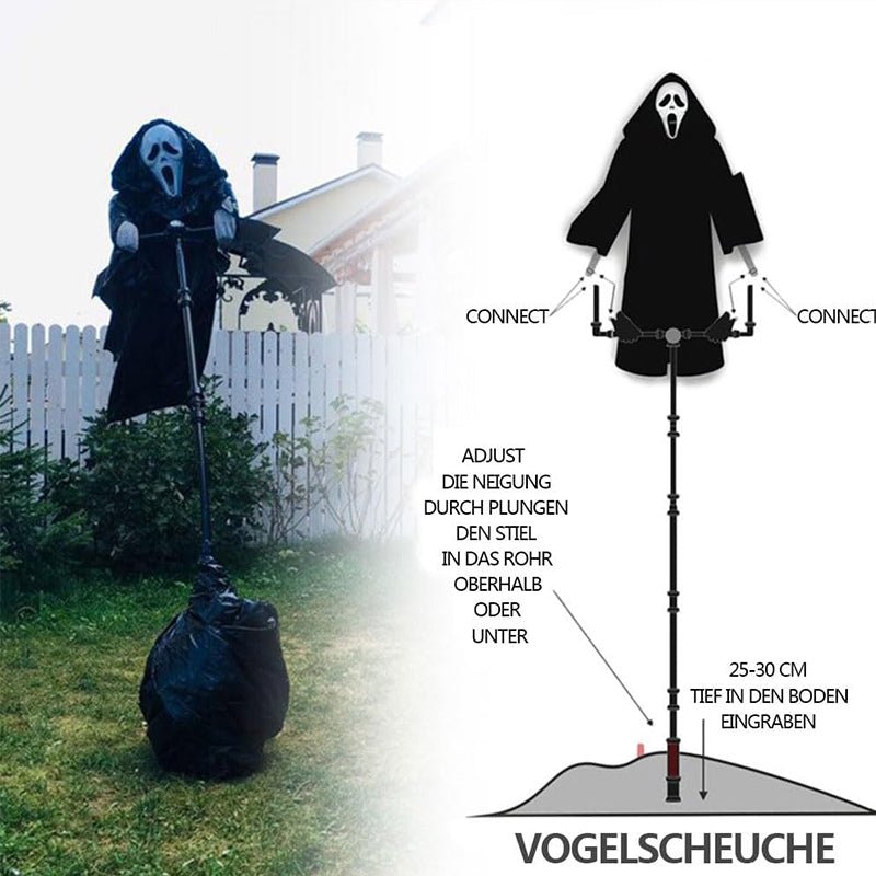 Scary Halloween Ghost Robe Costume with Crow Prop – Horror Phantom Cloak Dress for Men, Women & Cosplay - LeeHT