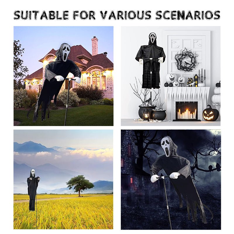 Scary Halloween Ghost Robe Costume with Crow Prop – Horror Phantom Cloak Dress for Men, Women & Cosplay - LeeHT