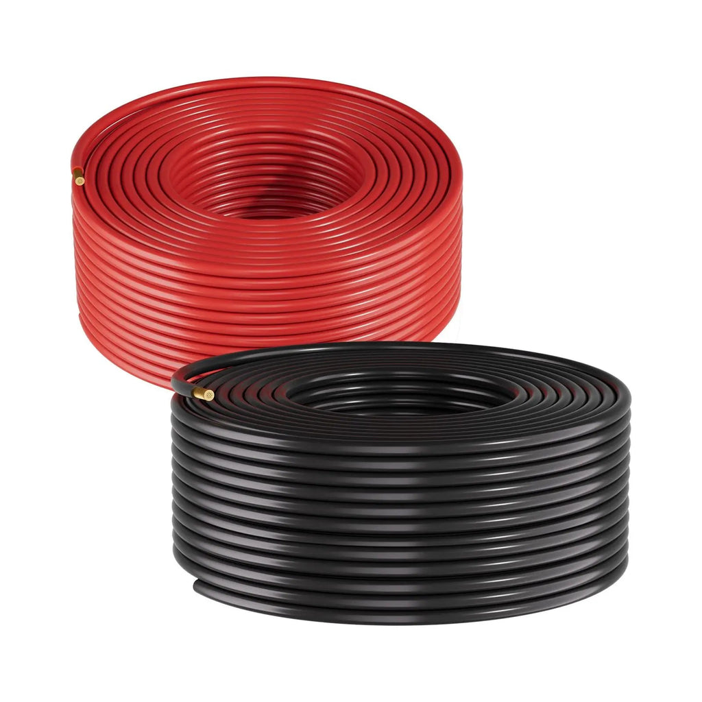 Solar Panel Wire Kit 100 ft Black Red 10 AWG (6 Mm2) Tinned Copper Outdoor Extension Cable for Solar Energy System Solar - LeeHT