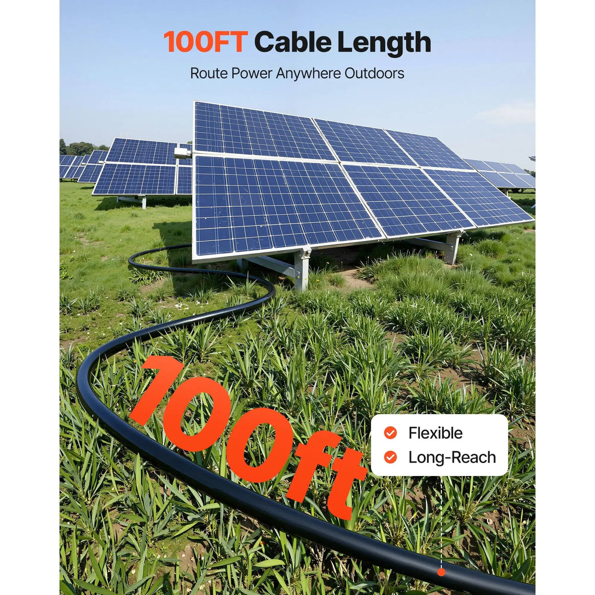 Solar Panel Wire Kit 100 ft Black Red 10 AWG (6 Mm2) Tinned Copper Outdoor Extension Cable for Solar Energy System Solar - LeeHT