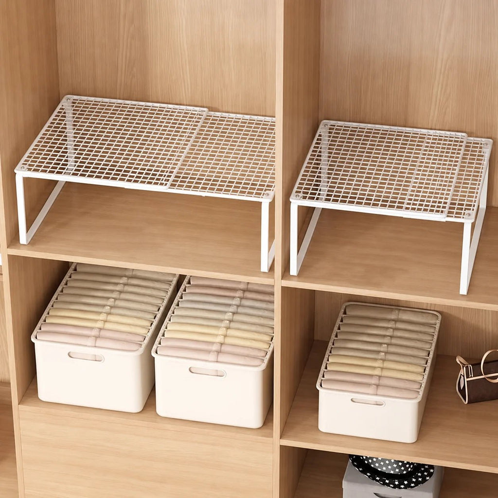 Stackable Telescopic Closet Shelf Retractable Expandable Wardrobe Divider Board Adjustable Layered Partition Cabinet Organizer - LeeHT