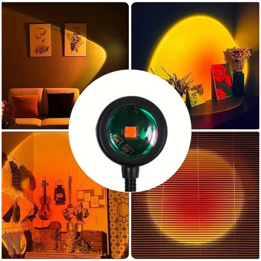 Sunset Projection Lamp, USB Home Decoration Atmosphere Lamp, Multi-Angle Rotatable, Suitable for Home Living Room and Bedroom - LeeHT
