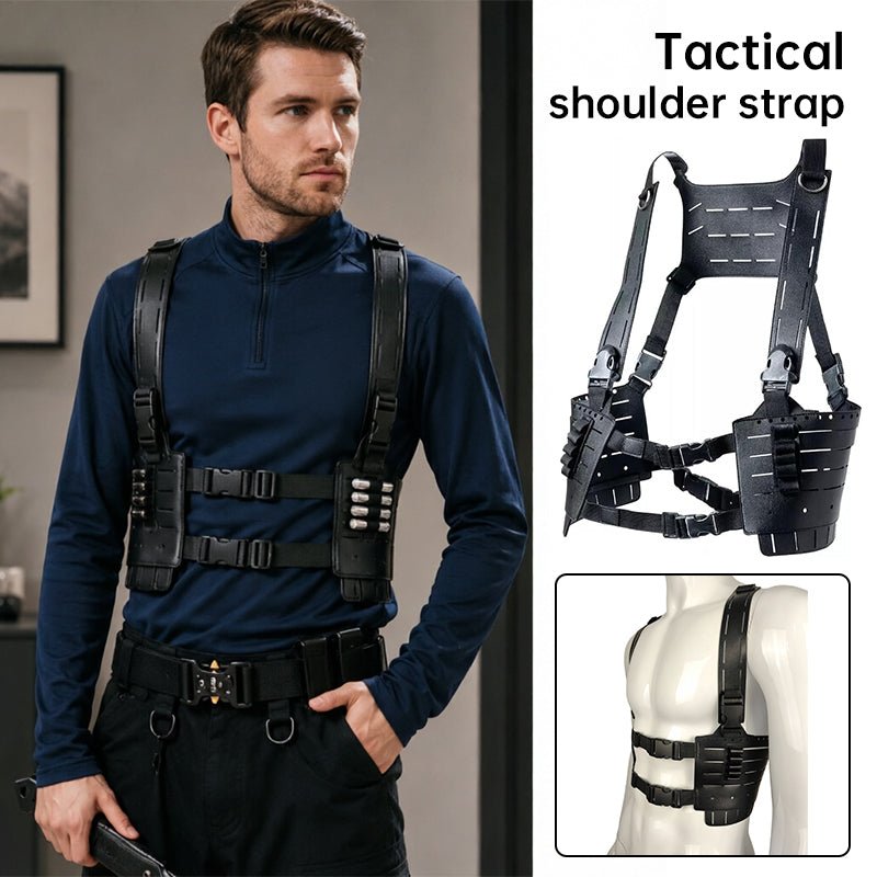 Tactical Shoulder Harness for Airsoft & Cosplay, Leon Kennedy Style Utility Chest Rig for Resident Evil Fans - LeeHT
