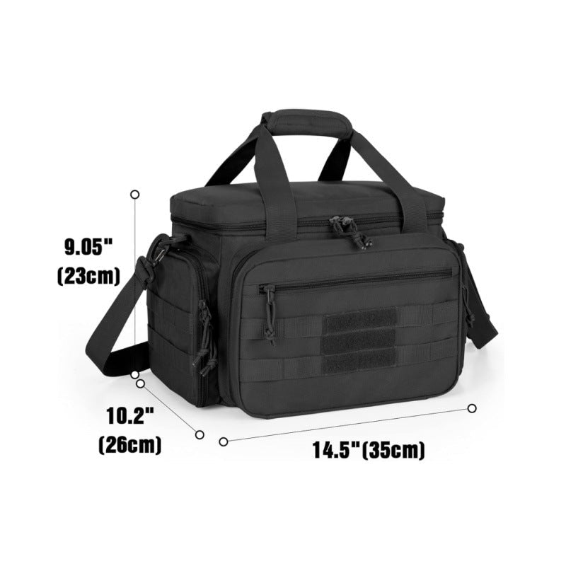 Tactical shoulder shooting bag, padded handgun case for range & hunting, lockable zipper, ammo pockets - LeeHT