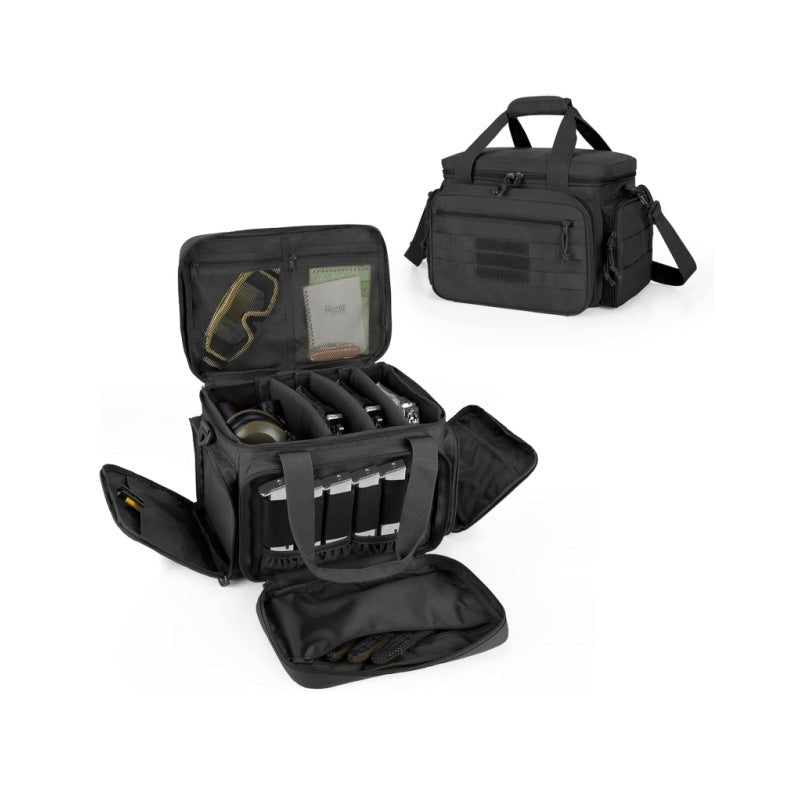 Tactical shoulder shooting bag, padded handgun case for range & hunting, lockable zipper, ammo pockets - LeeHT