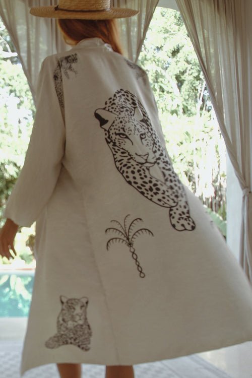 The Rigel Silk Robe in Jaguar - LeeHT
