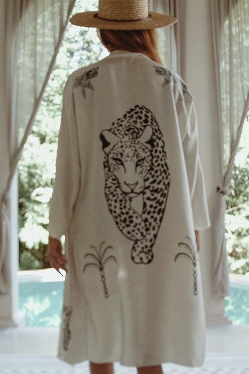 The Rigel Silk Robe in Jaguar - LeeHT