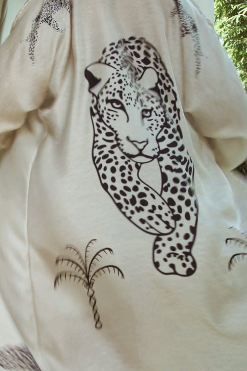 The Rigel Silk Robe in Jaguar - LeeHT