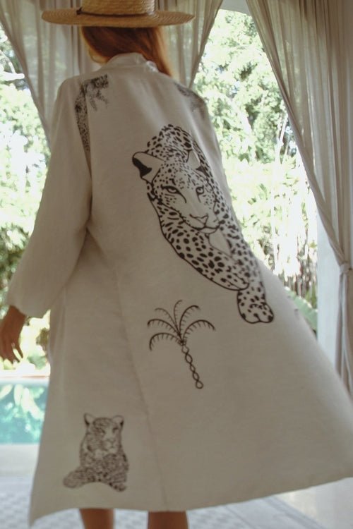 The Rigel Silk Robe in Jaguar - LeeHT