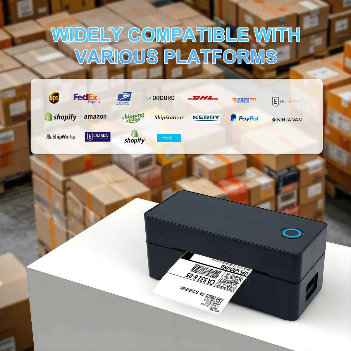 Thermal Label Printer Portable No Ink Required 203DPI 4x6 for Small Business Bluetooth USB High Speed Express Airway Bill - LeeHT