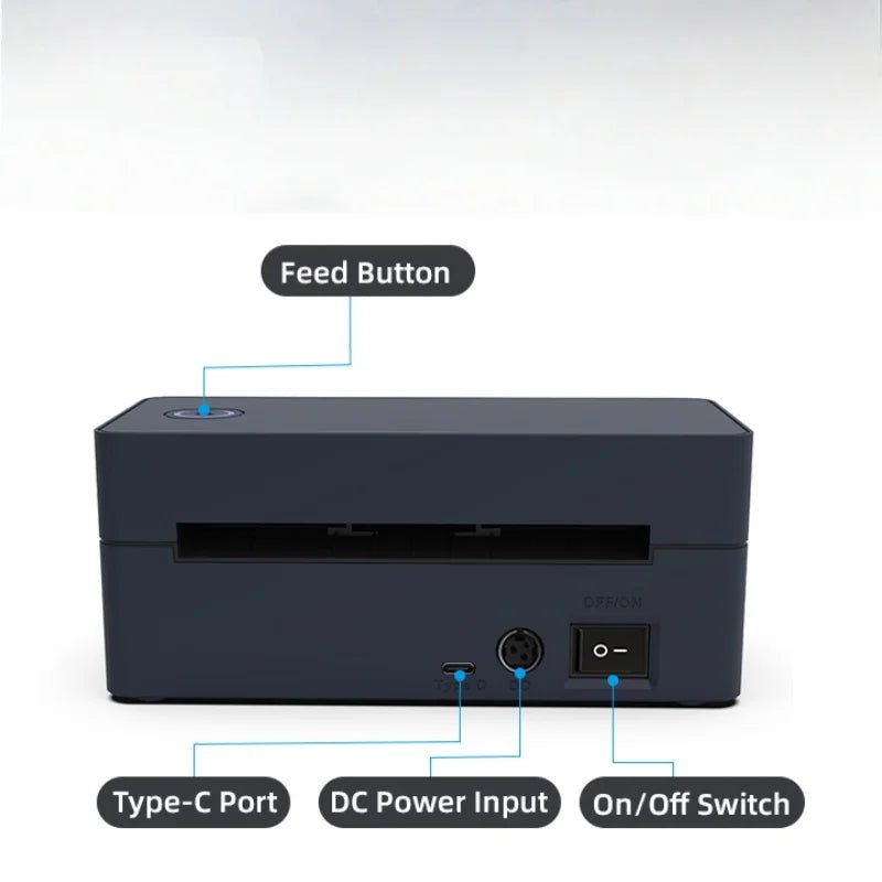 Thermal Label Printer Portable No Ink Required 203DPI 4x6 for Small Business Bluetooth USB High Speed Express Airway Bill - LeeHT