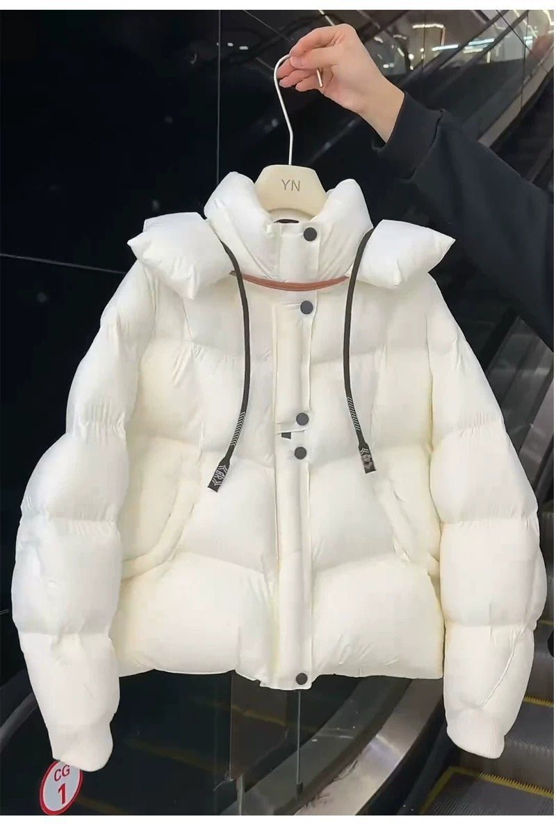 Thick Quilted Down Cotton Loose Puffer Jacket for Women - LeeHT