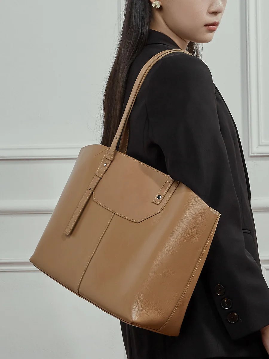Tote Bag Vegetable Tanned Top Layer Cowhide Single Shoulder Handbag Trendy Single Shoulder Bag Casual Simple Women's Bag - LeeHT