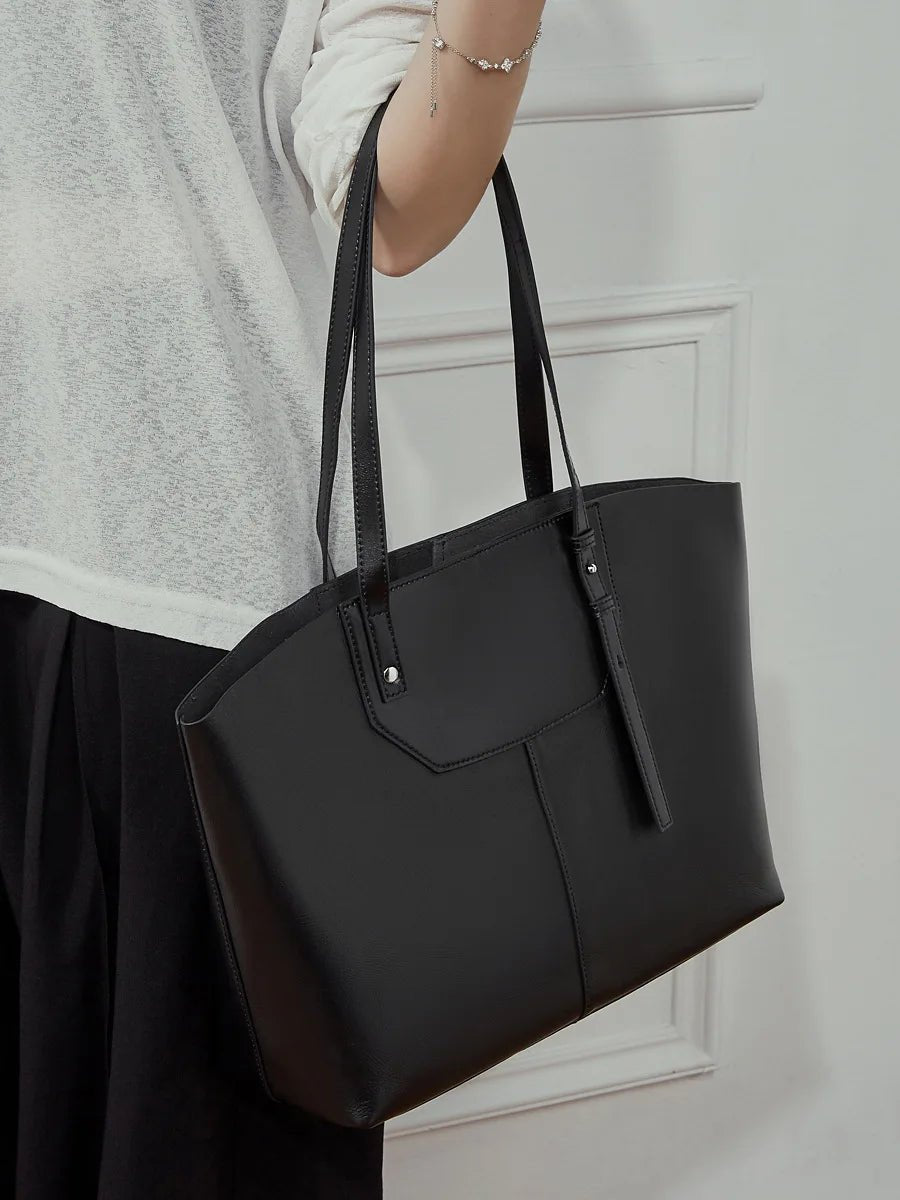 Tote Bag Vegetable Tanned Top Layer Cowhide Single Shoulder Handbag Trendy Single Shoulder Bag Casual Simple Women's Bag - LeeHT