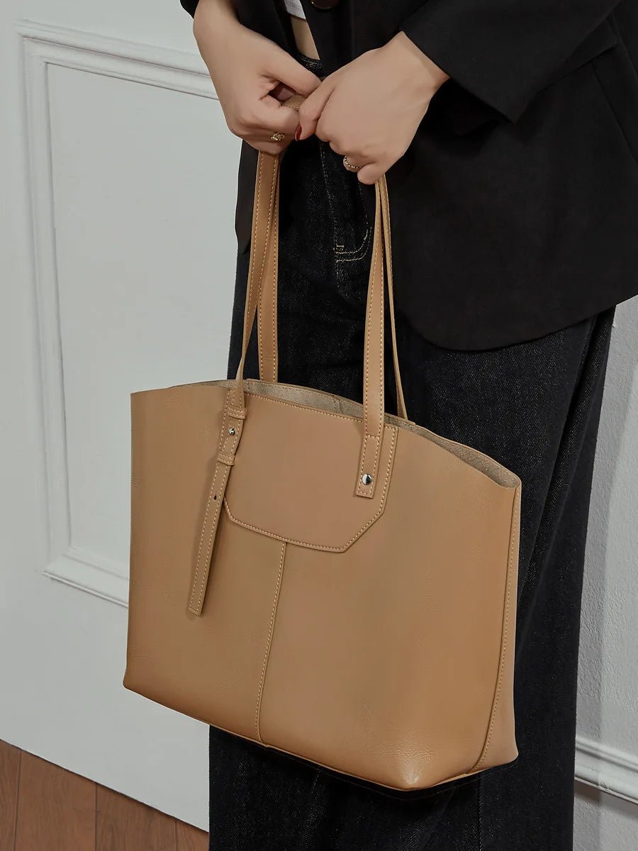 Tote Bag Vegetable Tanned Top Layer Cowhide Single Shoulder Handbag Trendy Single Shoulder Bag Casual Simple Women's Bag - LeeHT