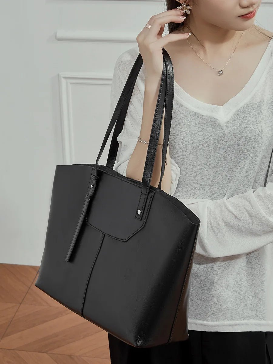 Tote Bag Vegetable Tanned Top Layer Cowhide Single Shoulder Handbag Trendy Single Shoulder Bag Casual Simple Women's Bag - LeeHT