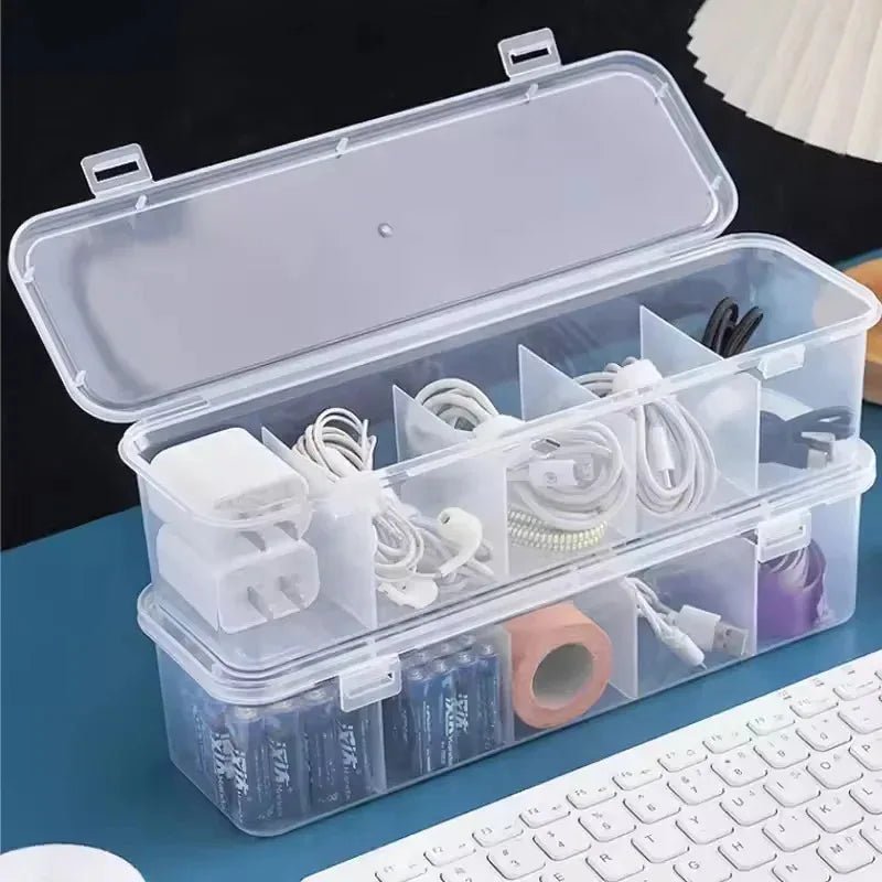 Transparent Cable Storage Box, Compartment Organizer With Lid, Dust-Proof Tidy For Use In Office And Home - LeeHT