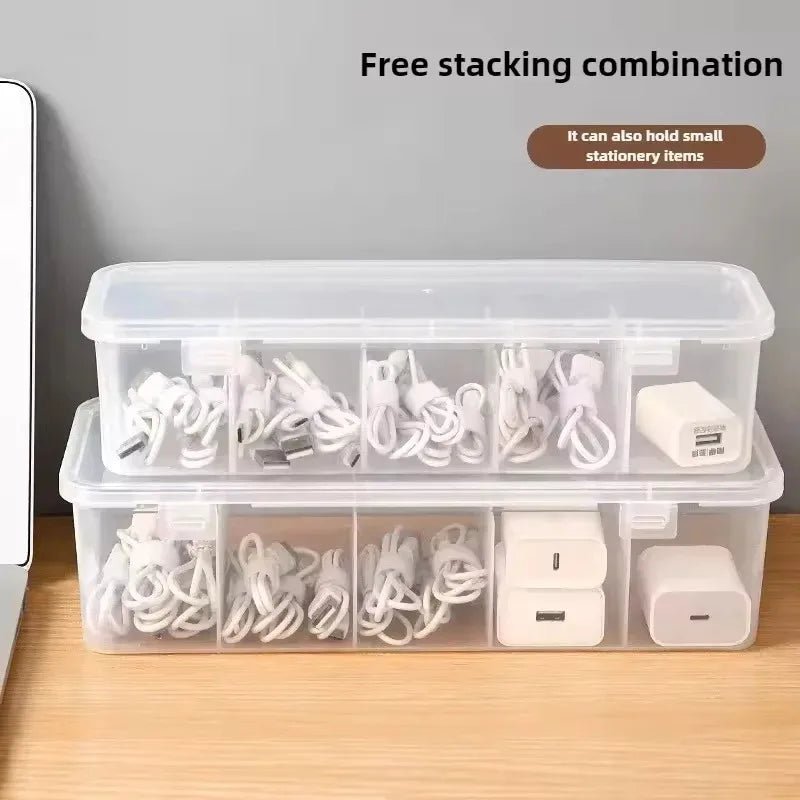 Transparent Cable Storage Box, Compartment Organizer With Lid, Dust-Proof Tidy For Use In Office And Home - LeeHT