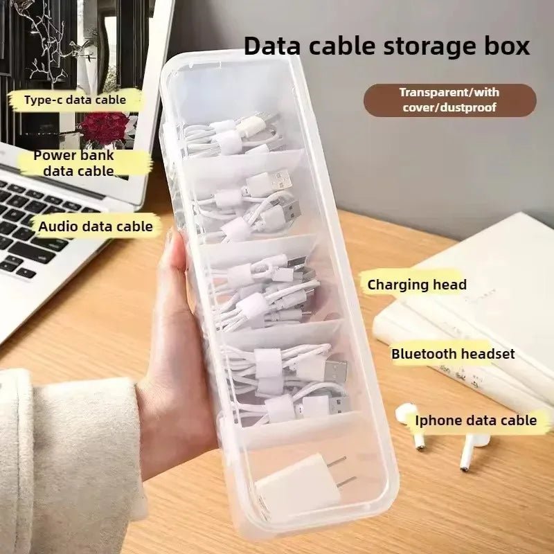 Transparent Cable Storage Box, Compartment Organizer With Lid, Dust-Proof Tidy For Use In Office And Home - LeeHT