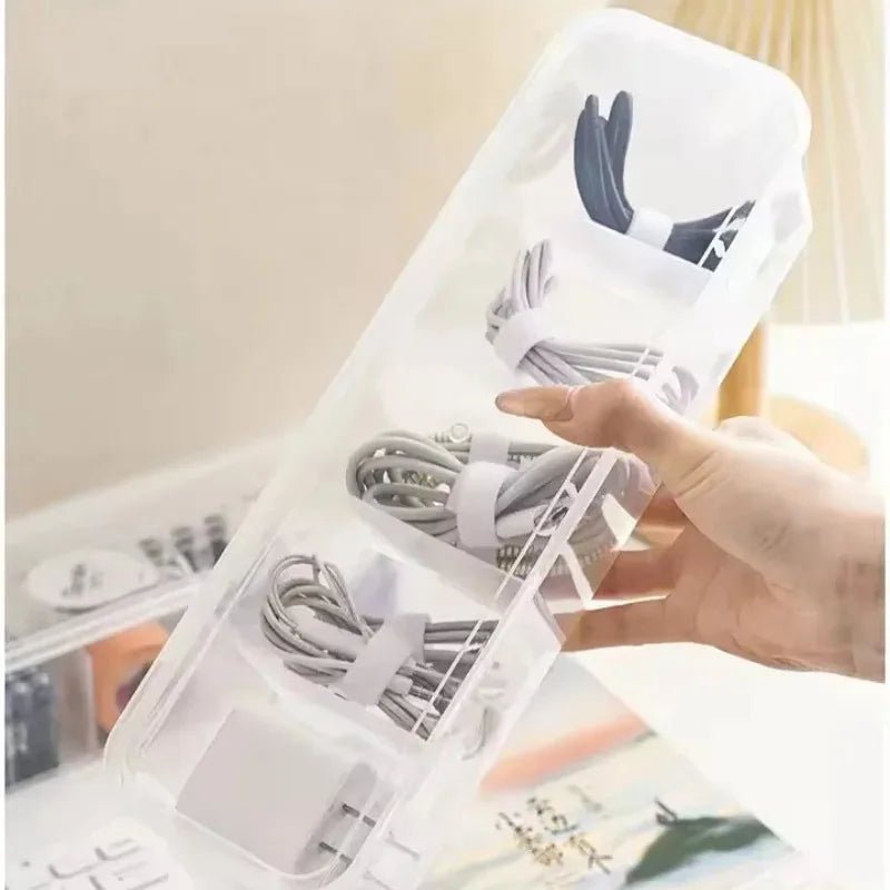 Transparent Cable Storage Box, Compartment Organizer With Lid, Dust-Proof Tidy For Use In Office And Home - LeeHT