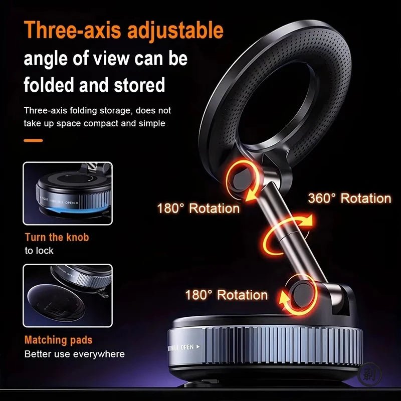 Vacuum Magnet Bracket Upgraded Version Multi-angles Adjustment Strong Magnetic Suck Design Foldable Car Navigation Phone Holder - LeeHT