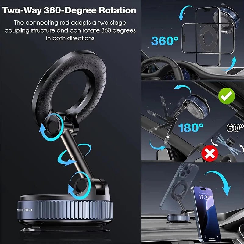 Vacuum Magnet Bracket Upgraded Version Multi-angles Adjustment Strong Magnetic Suck Design Foldable Car Navigation Phone Holder - LeeHT