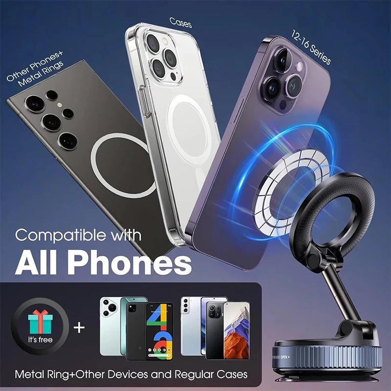 Vacuum Magnet Bracket Upgraded Version Multi-angles Adjustment Strong Magnetic Suck Design Foldable Car Navigation Phone Holder - LeeHT